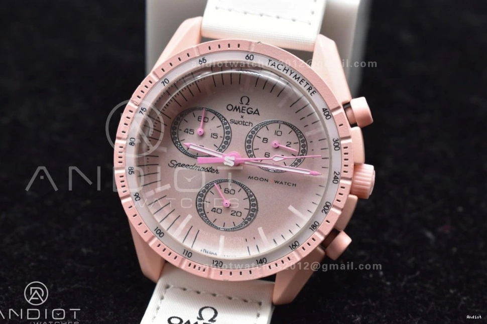 Venus Moonwatch Swatch Omega Bioceramic Mission Nylon on to Quartz Strap x 0128